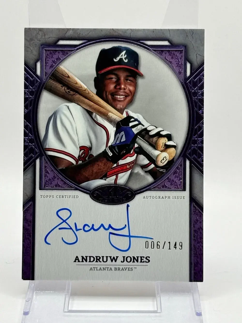 2024 Topps Tier One Andruw Jones Next Level Purple Foil Auto 6/149 SP Braves